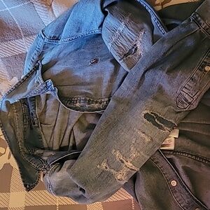 Distressed jeans shirt